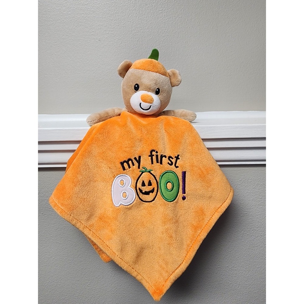 Baby Starters Halloween Lovey Rattle Security Blanket Bear My First Boo 15x15